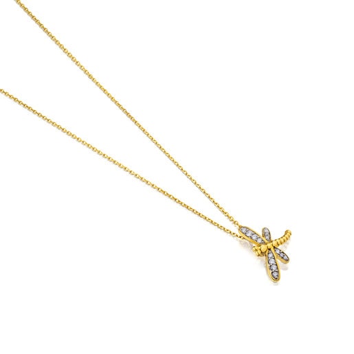 TOUS Bera Necklace in Gold with Diamonds Dragon-fly motif
