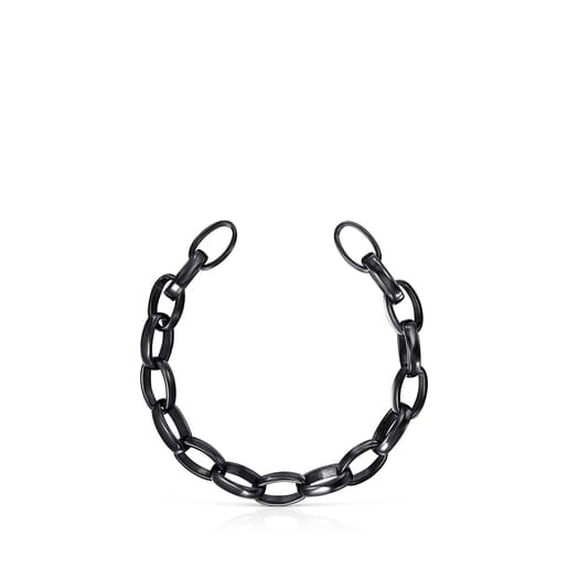 Bracciale in argento ovale con presa in argento scuro