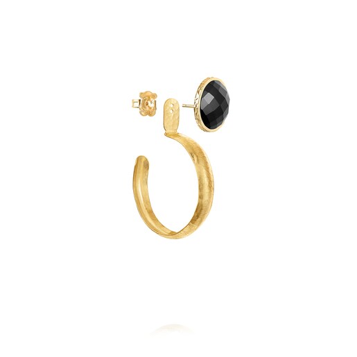 Large Colombian Vermeil Silver and Onyx Earrings | TOUS
