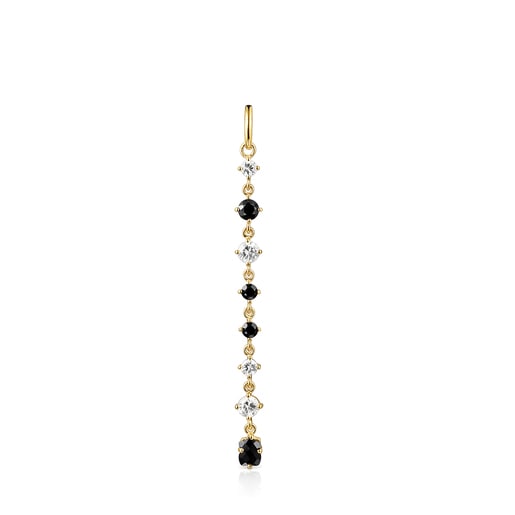 Long Silver Vermeil Glaring Pendant with Onyx and Zirconia | TOUS