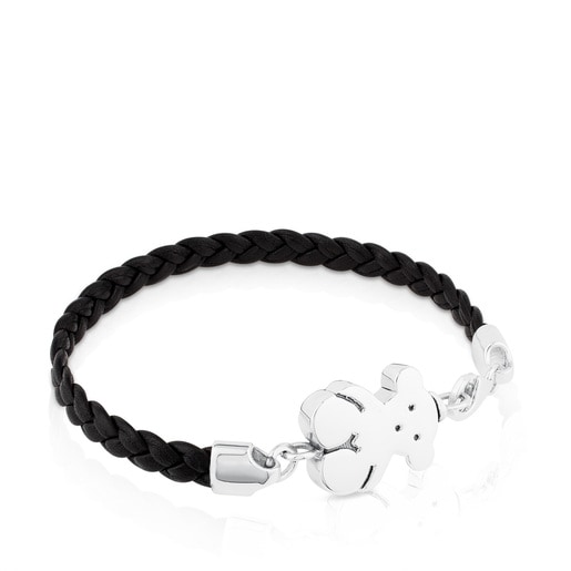 Silver and Braided Leather Sweet Dolls Bracelet | TOUS