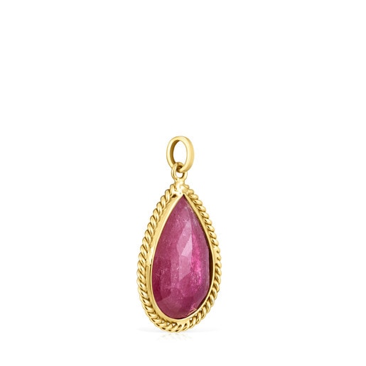 Large Gem Power Pendant in Gold with Ruby