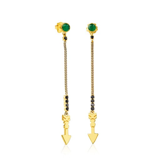 Vermeil Silver Follow Earrings with Spinel and Gemstone