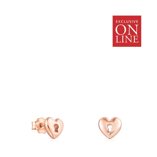 Aretes San Valentín con baño de oro rosa 18 kt sobre plata - Exclusivo Online
