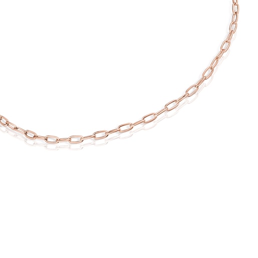 Gargantilla con baño de oro rosa 18 kt sobre plata y anillas ovales, 45 cm Chain