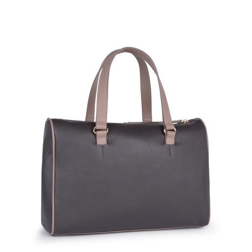 Gray-taupe colored Leather Arisa Bowling bag