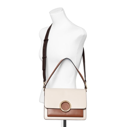 Medium beige and brown Audree crossbody bag