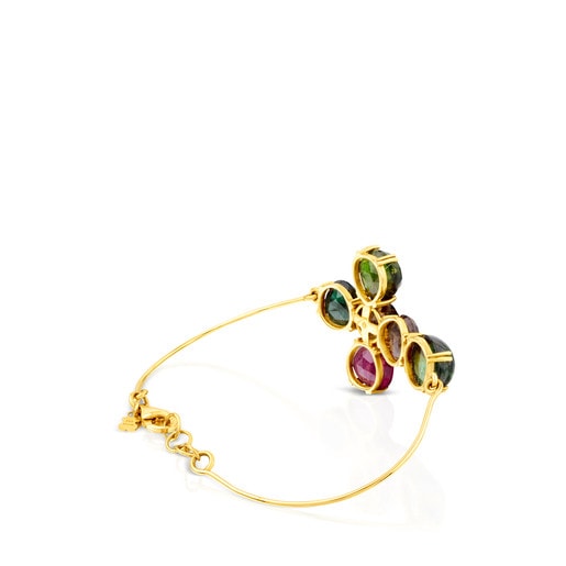 ATELIER Precious Gemstones Bangle in Gold with Tourmalines and Quartz