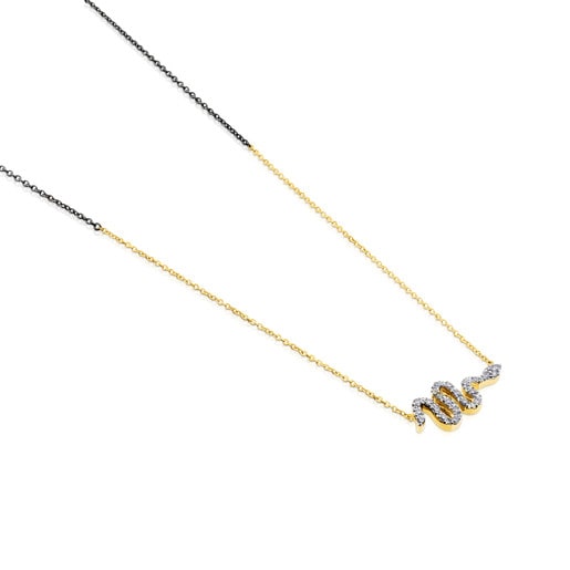 Gold and Silver Gem Power Necklace with Diamonds
