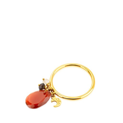 Silver Eugenia By TOUS Libertad Ring with Citrine, Carnelian and Quartz