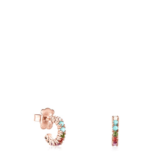 Aros pequeños Straight con baño de oro rosa de 18 kt sobre plata y Gemas