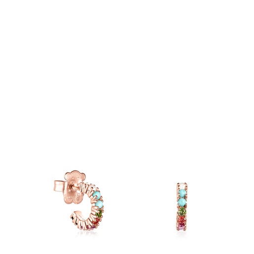 Small Straight Rose Vermeil Earrings with Gemstones | TOUS