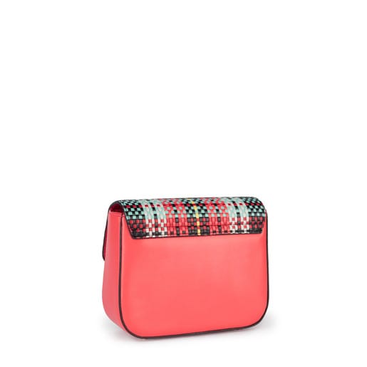 حقيبة Rene صغيرة بحزام مضفر يلتف حول الجسم باللون الأحمر وألوان متعددة