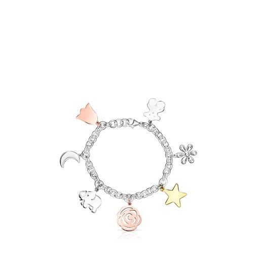 Silver Sweet Dolls Bracelet with Silver Vermeil, Rose Silver Vermeil and  Dark Silver | TOUS