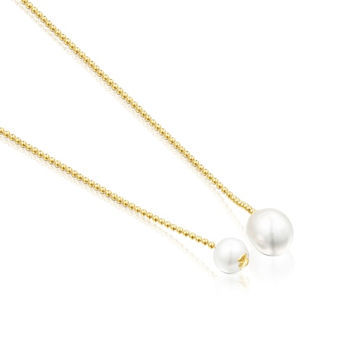 Collana aperta con placcatura in oro 18 kt su argento e perle Gloss