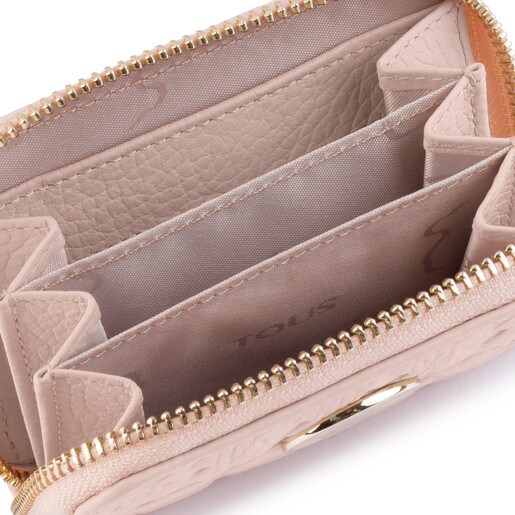 محفظة نقود Sherton متوسطة الحجم من الجلد باللون الوردي