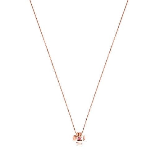 Collar ATELIER Flor de Oro rosa con Rodolita