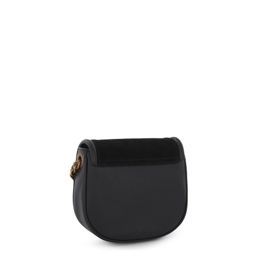 Bandolera T Hold Chain negro de piel TOUS