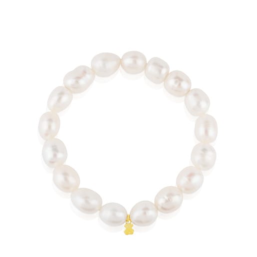 Pearls - Elastyczna bransoletka Tous z białych pereł ryżowych