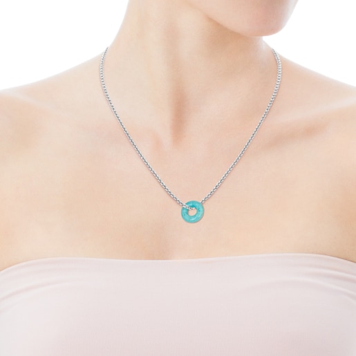 Small Hold Gems Pendant in Amazonite and Silver