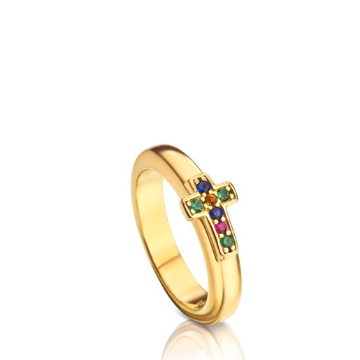 Anillo Gen con bano de oro 18 kt sobre plata