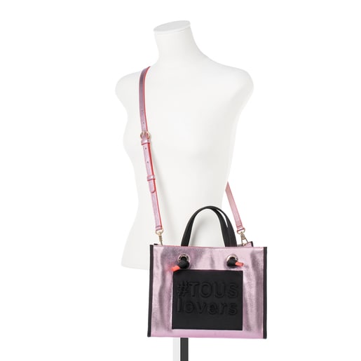 حقيبة تسوق Amaya متوسطة الحجم من الصوف الخشن باللون الوردي
