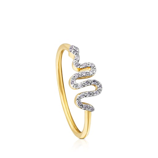 Gold Ring with Diamonds Sneak motif Gem Power | TOUS