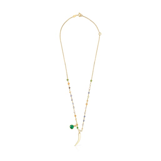 Collana in corno con placcatura in oro 18 kt su argento e gemme TOUS Good Vibes