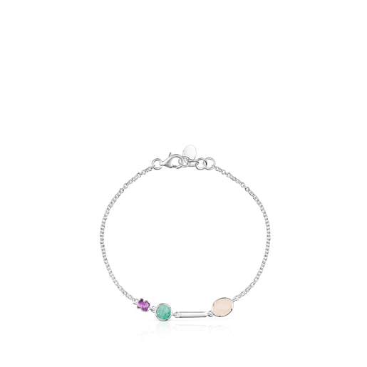 Silver and Gemstones Cool Color Bracelet