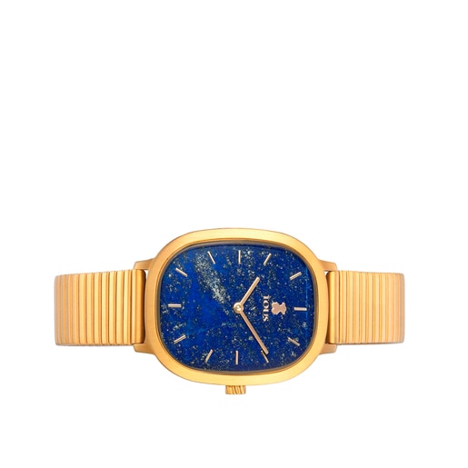 Heritage Gems watch in gold-colored IP steel with a Lapis Lazuli sphere