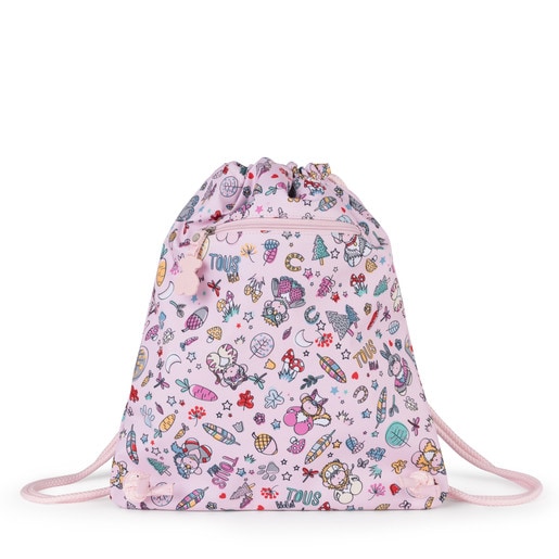 Маленький плоский розовый рюкзак из нейлона School Playground