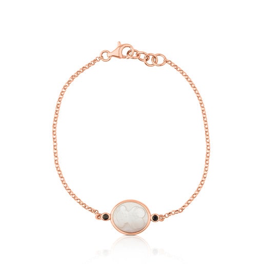 Rose Vermeil Silver Camee Bracelet with Mother-of-Pearl and Spinel | TOUS