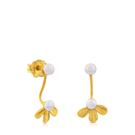 قرط Happy Moments الذهبي مع اللؤلؤ