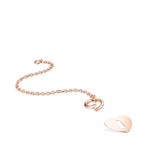 Pulsera Hold Metal corazón con baño de oro rosa 18 kt sobre plata