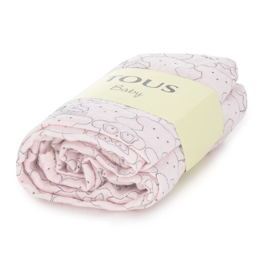 Mani Bear muslin blanket in Pink