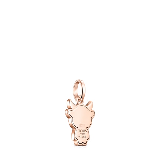 Chinese Horoscope Ox Pendant in Rose Silver Vermeil with Spinel