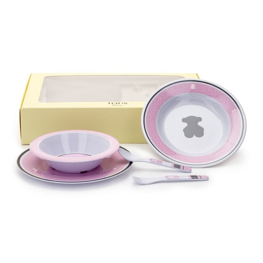 Feeding baby crockery set in pink