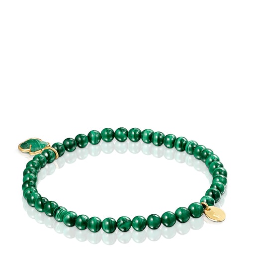 Pulsera Icon Color con baño de oro 18 kt sobre plata y malaquita