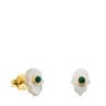 Gold Super Power Earrings with Mother-of-pearl and Malachite