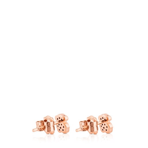 Pendientes con baño de oro rosa 18 kt sobre plata y espinelas motivo oso Motif