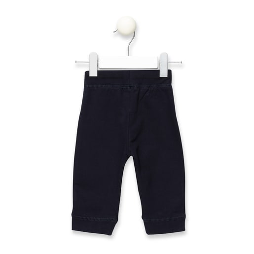 Casual jogging pants with knee patches in Navy Blu