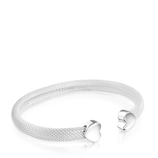Steel and Silver Mesh heart Bracelet | TOUS