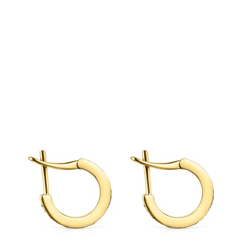 Small Nocturne disc Earrings in Silver Vermeil with Diamonds