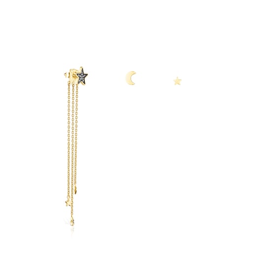 Set of Silver Vermeil Nocturne Earrings with Diamonds | TOUS