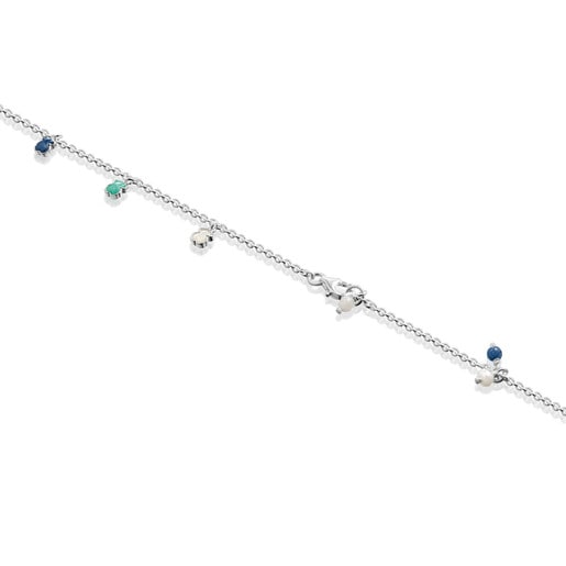 Fußkettchen Mini Color aus Silber mit Edelsteinen und Perle