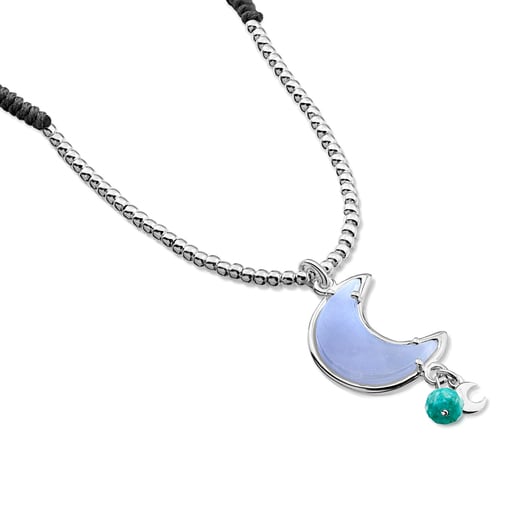 Vermeil Silver Eugenia By TOUS Lune Chérie Necklace with Chalcedony and Apatite