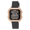 Montre D-Bear Teen en acier IP rosé avec bracelet en silicone noir