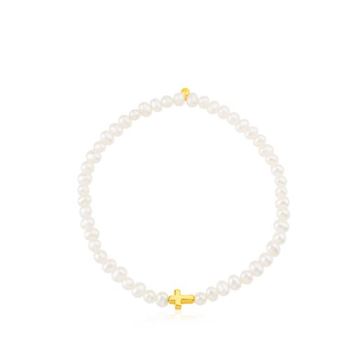 Gold Sweet Dolls XXS Bracelet with Pearls and Cross motif.