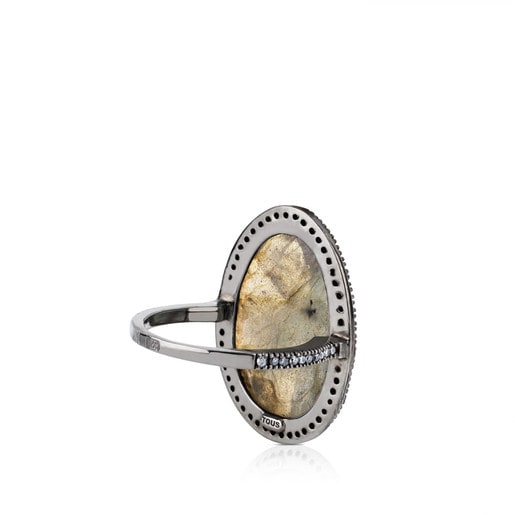 Silver Dinah Ring with Diamond and Labradorite