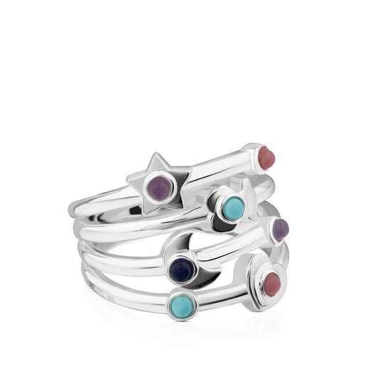 Silver Super Power Ring with Gemstones